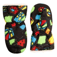 ětské šusťákové palcové rukavice 6 - 9 let -  vzor 022 - černá -   abstract