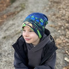 Set fleecové čepice a nákrčníku Yetti - vzor 63 - modrá - herní svět