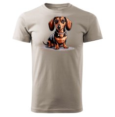 Dámské bavlněné tričko s potiskem - vzor 0001 - ledově šedá / jezevčík