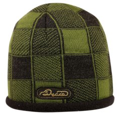 Zimní pletená čepice  - AKCE / DOPRODEJ - vzor 180 - zelená - kostky