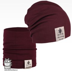 Bavlněná čepice s nákrčníkem Pastels DOUBLE set - vzor 38 - tmavě fialová