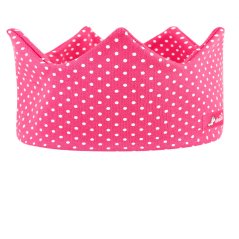 Dětská bavlněná čelenka korunka - vzor 008 - malinová - puntíčky