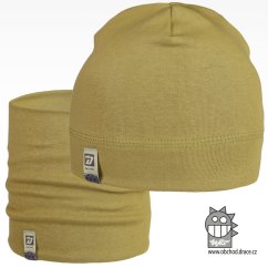 Set bavlněné čepice a nákrčníku Alan - vzor 28 - olivová