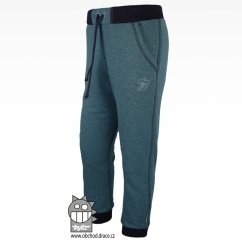 Dětské melírové tepláky Dráče - vzor 05 - modrozelená