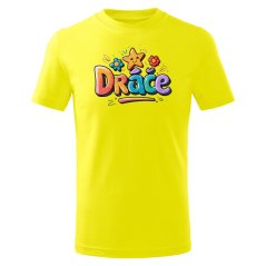 Dětské bavlněné tričko s potiskem - vzor 218 - citronová / Dráče