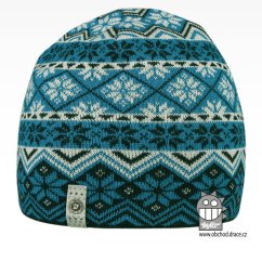 Merino pletená čepice Oslo - vzor 02 - modrá / bílá