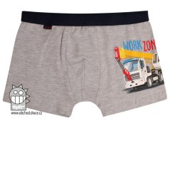 Chlapecké  bavlněné boxerky - vzor 047  - šedá - autojeřáb