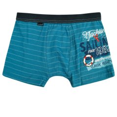Chlapecké bavlněné boxerky - vzor 008 - tyrkysový proužek - yachting
