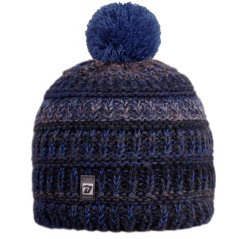 Zimní teplá vlněná čepice Olivia - vzor 21 - modrá / šedá