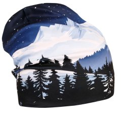 Fleecová čepice Yetti - vzor 62 - modrá - hory