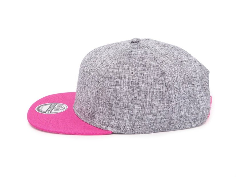 Kšiltovka Snapback melange - vzor 04 - šedý melír/růžová vel. 56-60