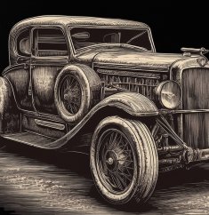 Pánské bavlněné tričko - vzor 009  - černa /hot rod