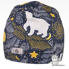 Bavlněná celopotištěná čepice - vzor 13 - modrá, vesmír