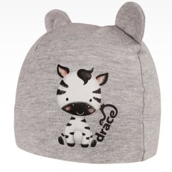 Bavlněná kojenecká čepice s oušky Berry - vzor 25 - zebra