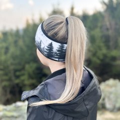Sportovní funkční dvouvrstvá čelenka Walk - vzor 37 -  černobílá - hory