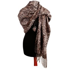 Dámská elegantní šála - vzor 009 - hnědá - leopard
