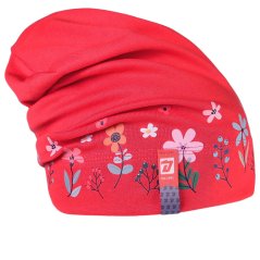 Spadlá bavlněná čepice Pepe - vzor 17 - korálová - louka