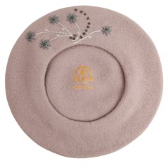 Dámský vlněný baret s výšivkou- vzor 070 šedá