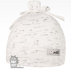 Bavlněná kojenecká čepice Uzlík - vzor 12 - bílá melír