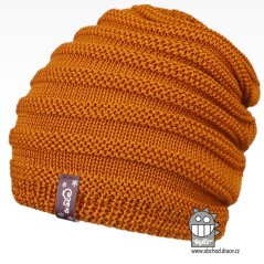 Merino pletená čepice Harmony - vzor 09 - hořčicová tmavá