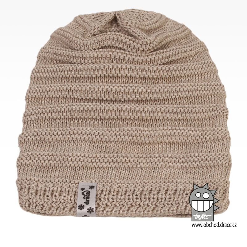 Merino pletená čepice Harmony - vzor 07 - béžová