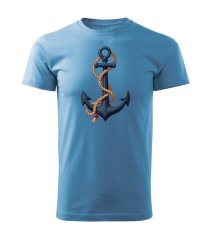 Bavlněné unisex tričko s potiskem - vzor 158 - azurová modrá / kotva