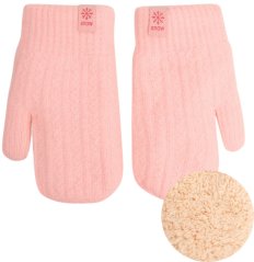 Dětské pletené palcové rukavice 6 - 10 let - vzor 106 - růžová
