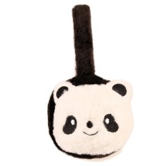 Zimní chlupaté klapky na uši - vzor 12 - černobílá - panda