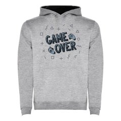 Dětská mikina s kapucí Urban - vzor 0026 - šedý melír/černá/game over