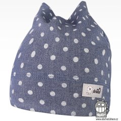 Bavlněná kojenecká čepice Čertík - vzor 26 - jeans puntík
