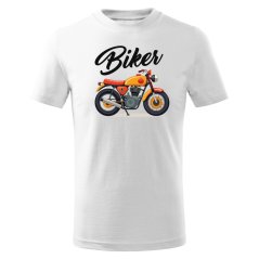 Dětské bavlněné tričko s potiskem - vzor 174 - bílá /motorka