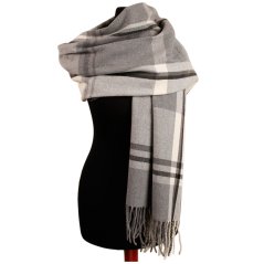 Dámská elegantní šála - vzor 055 - šedá- kostka