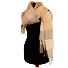 Dámská elegantní šála - vzor 057 - krémová / béžová- kostka