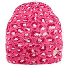 Merino pletená čepice Urban - vzor 23 - růžová / bílá - leopard