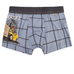 Chlapecké bavlněné boxerky - vzor 029 - světle modrá kostka - vysokozdvižný vozík