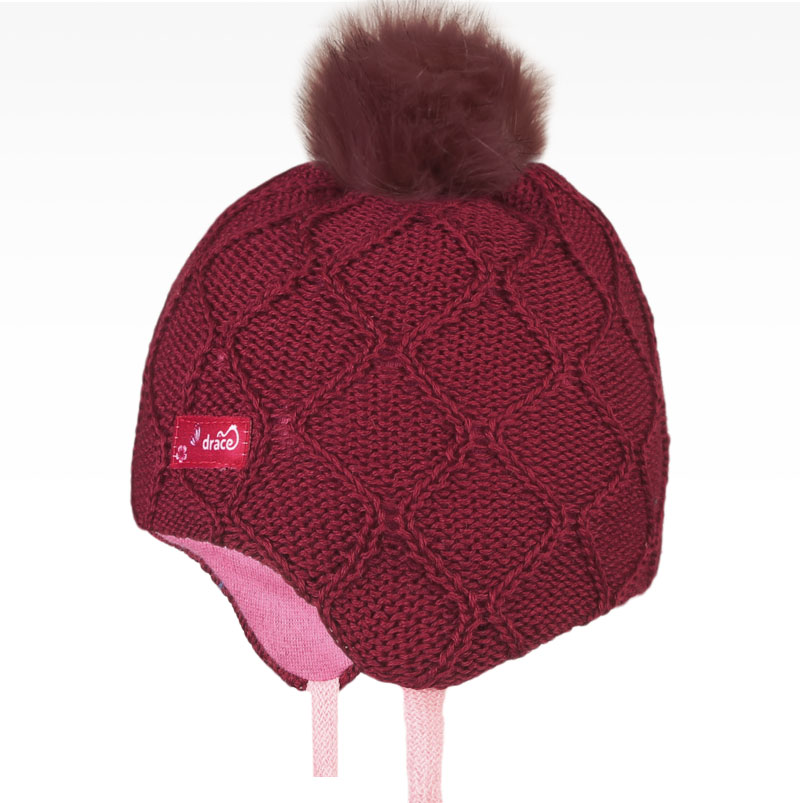 Merino pletená kojenecká laponka Vivo - vzor 03 - starorůžová tmavá