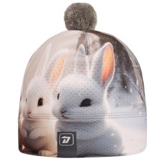 Fiocco - zimní funkční čepice s počesem - vzor 021 - bílá - králíčci