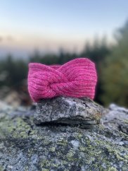 Čelenka pletená Twist - vzor 06 - růžovo šedá melír neon