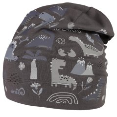 Spadlá bavlněná čepice Pepe - vzor 05 - šedá - dino