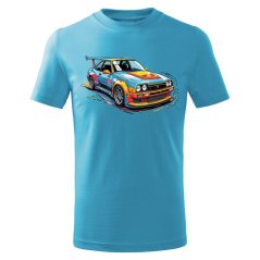 Dětské bavlněné tričko s potiskem - vzor 189 - tyrkysová / Sportovní auto
