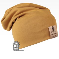 Bavlněná čepice Pastels DOUBLE - vzor 27 - tmavá hořčicová