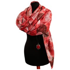 Dámská elegantní šála - vzor 002 - bordó - kruhy