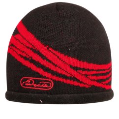 Zimní pletená čepice  - AKCE / DOPRODEJ - vzor 154 - černá - čáry