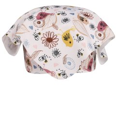 Funkční lehoučký šátek Emily kšilt na jaro a léto - vzor 42 - bílá - ptáčci