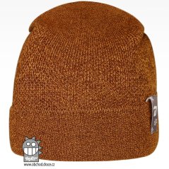 Merino pletená čepice Urban - vzor 14 - hnědo zlatá