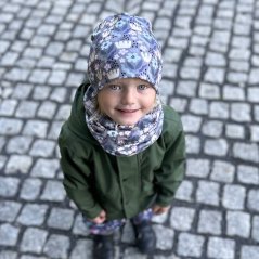 Set fleecové čepice a nákrčníku Yetti - vzor 17 - šedá, kytičky