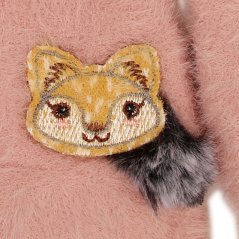 Dětské pletené palcové rukavice 3 - 5 let - vzor 069 - starorůžová - liška