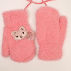 Dětské pletené palcové rukavice 3 - 5 let - vzor 070 - růžová - liška