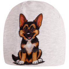 Bavlněná čepice Polo - vzor 114 - světle šedá - Německý ovčák