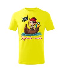 Dětské bavlněné tričko s potiskem - vzor 142 - citronová / Kapitánka v zácviku